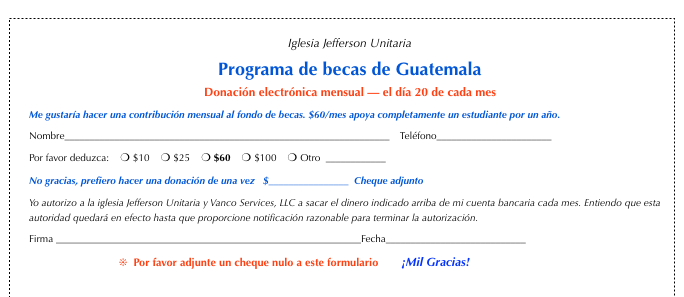 Web monthly deduction, Span